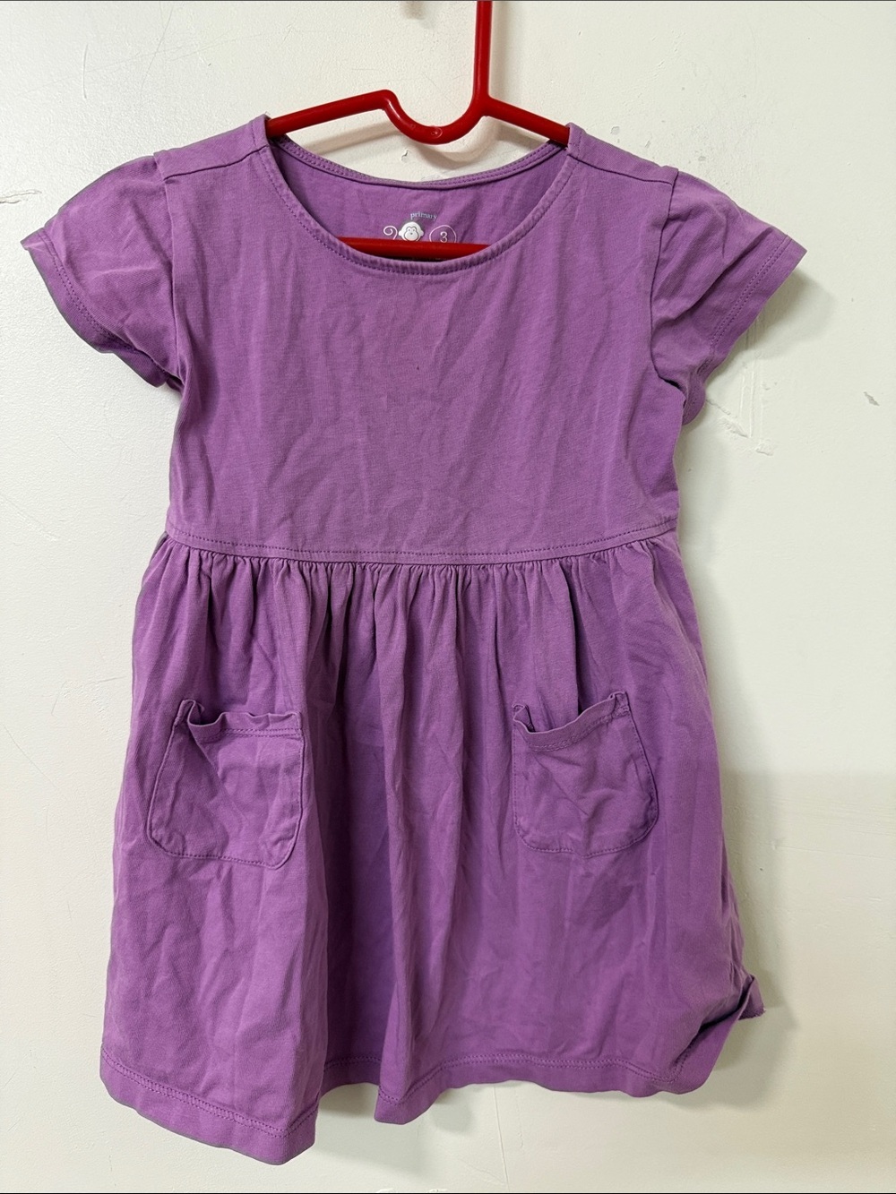 Primary Purple Short-Sleeve Pocket Dress
